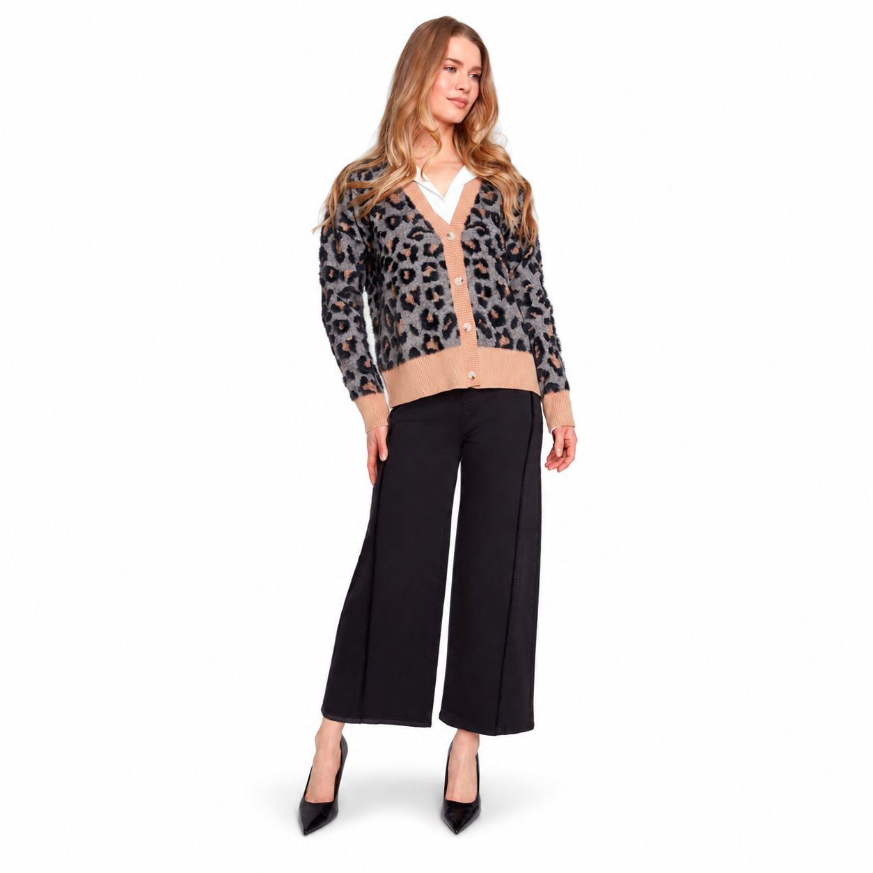 Renuar Animal Jacquard Knit Cardigan