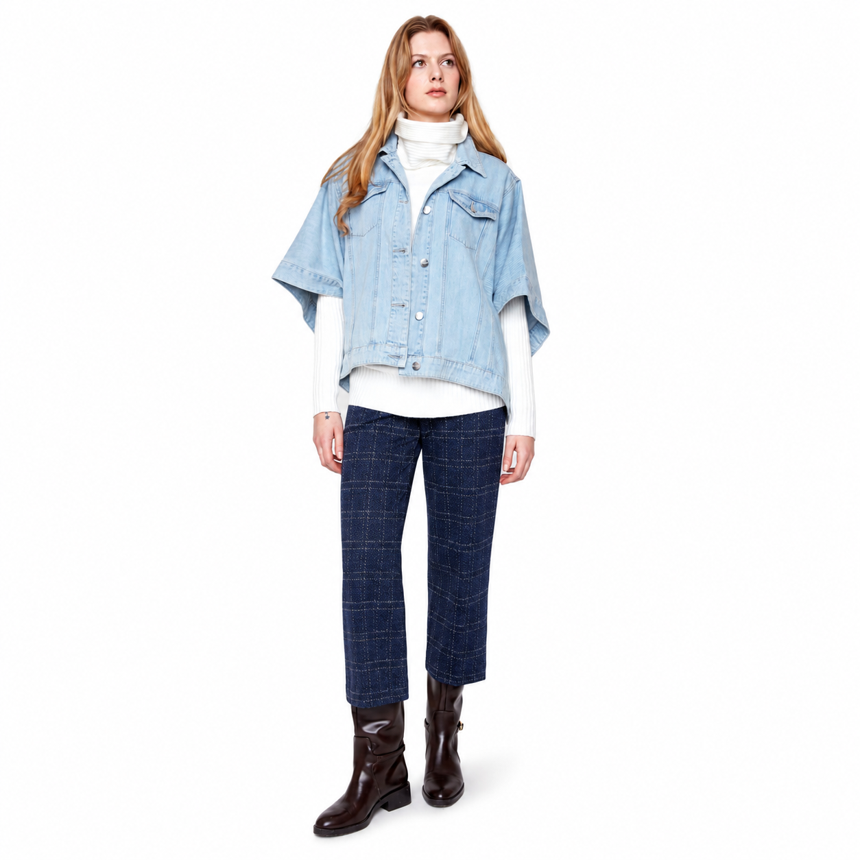 Renuar Washed Denim Poncho