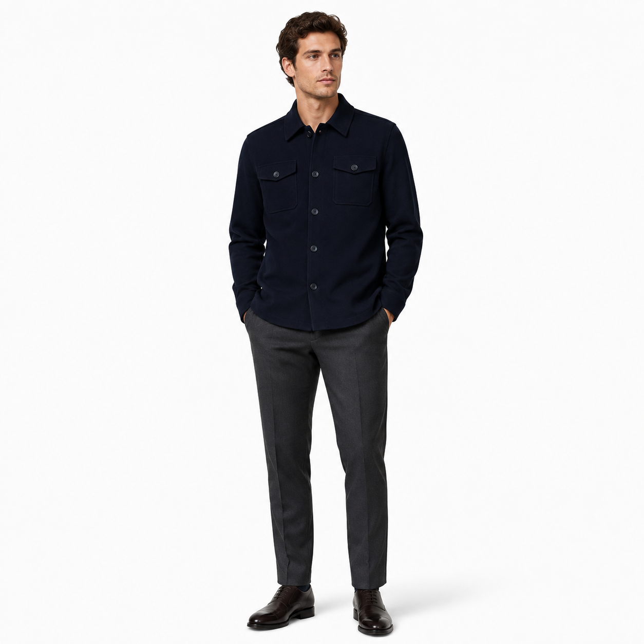 Soul of London Shirt Jacket - Navy