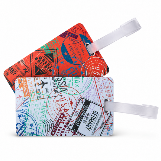 Set of 2 Luggage Tags - Passport Stamps
