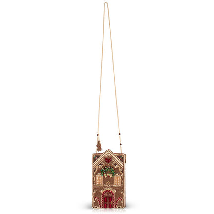 Candy Cottage beaded gingerbread house crossbody bag