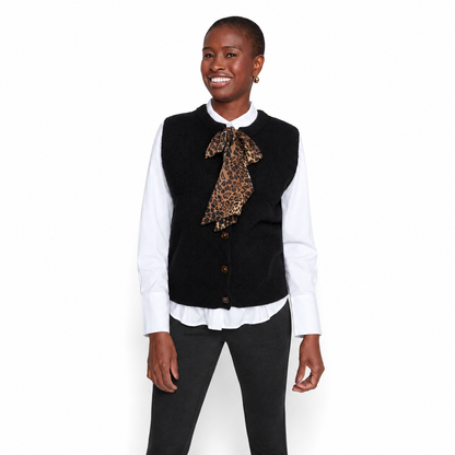 Renuar Leopard Print Tie Vest