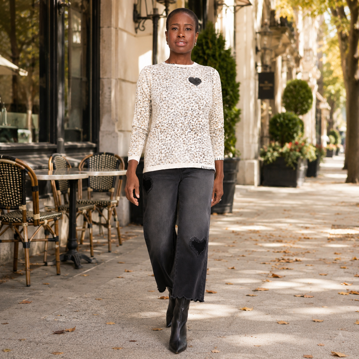 Renuar Animal Print Cotton Sweater