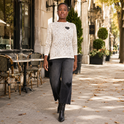 Renuar Animal Print Cotton Sweater