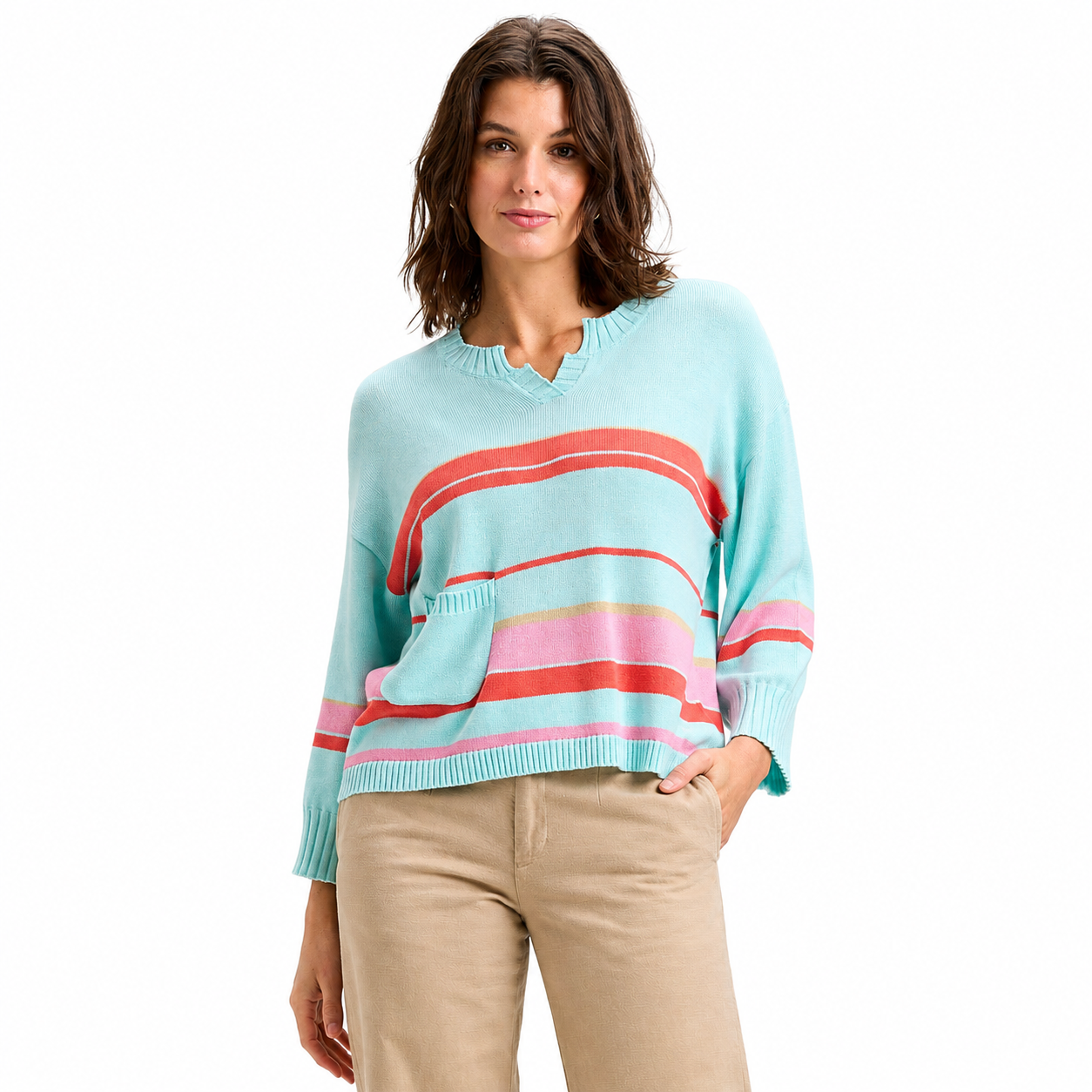 Zaket & Plover Crop Stripe Cardigan