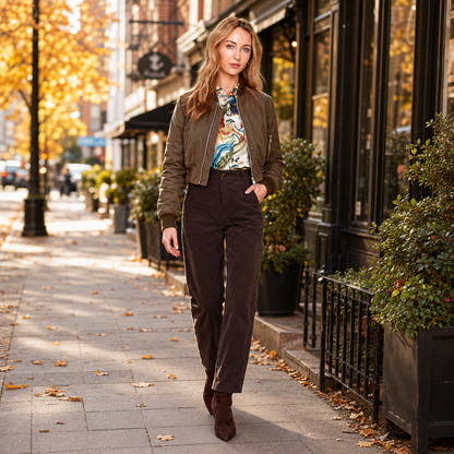 Renuar Corduroy Barrel-Leg Pant