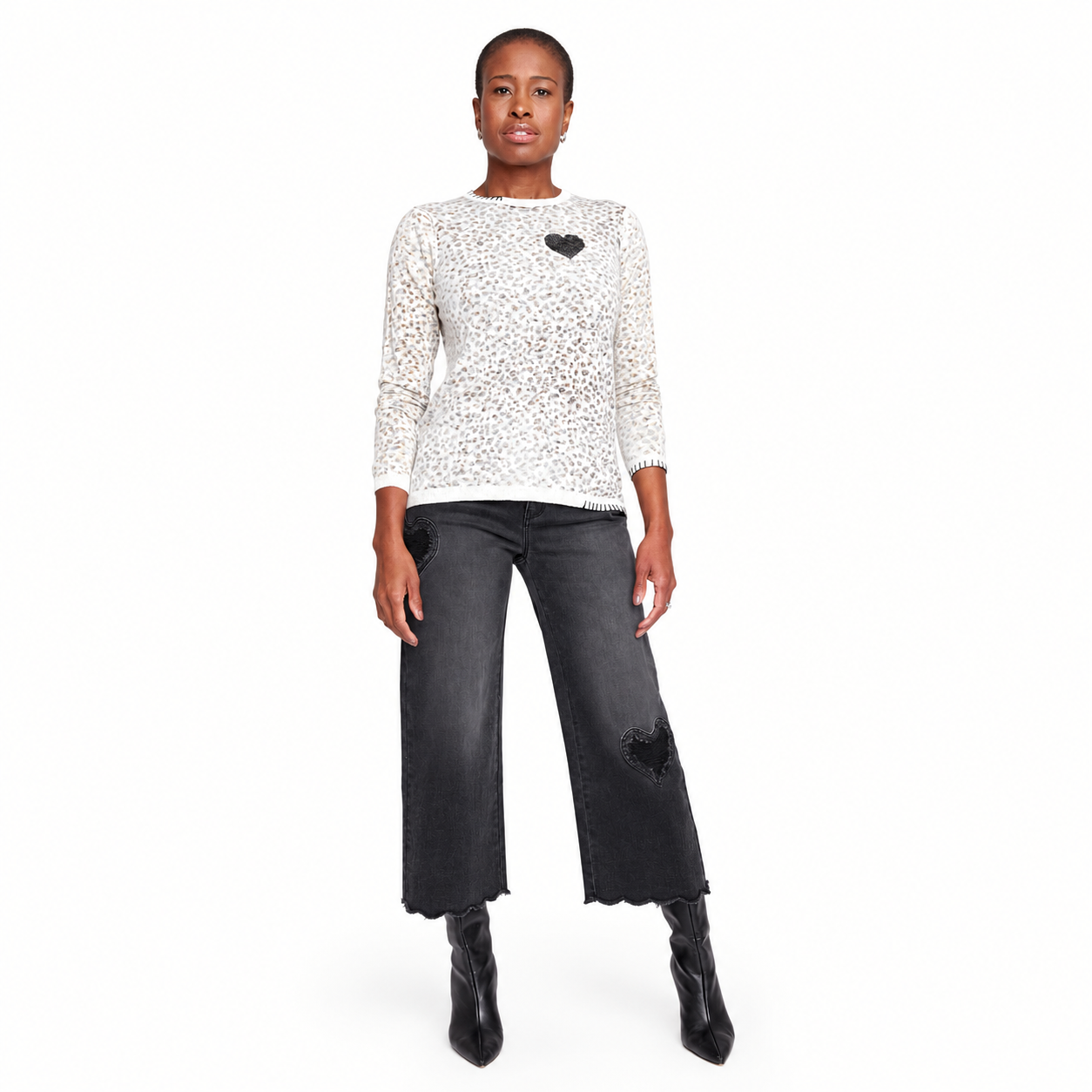 Renuar Animal Print Cotton Sweater