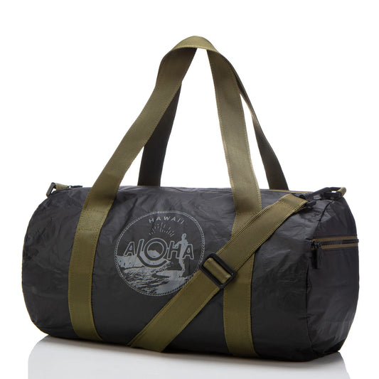 Aloha Do It All Duffle in Charcoal on Black Waikiki Seal Aloha