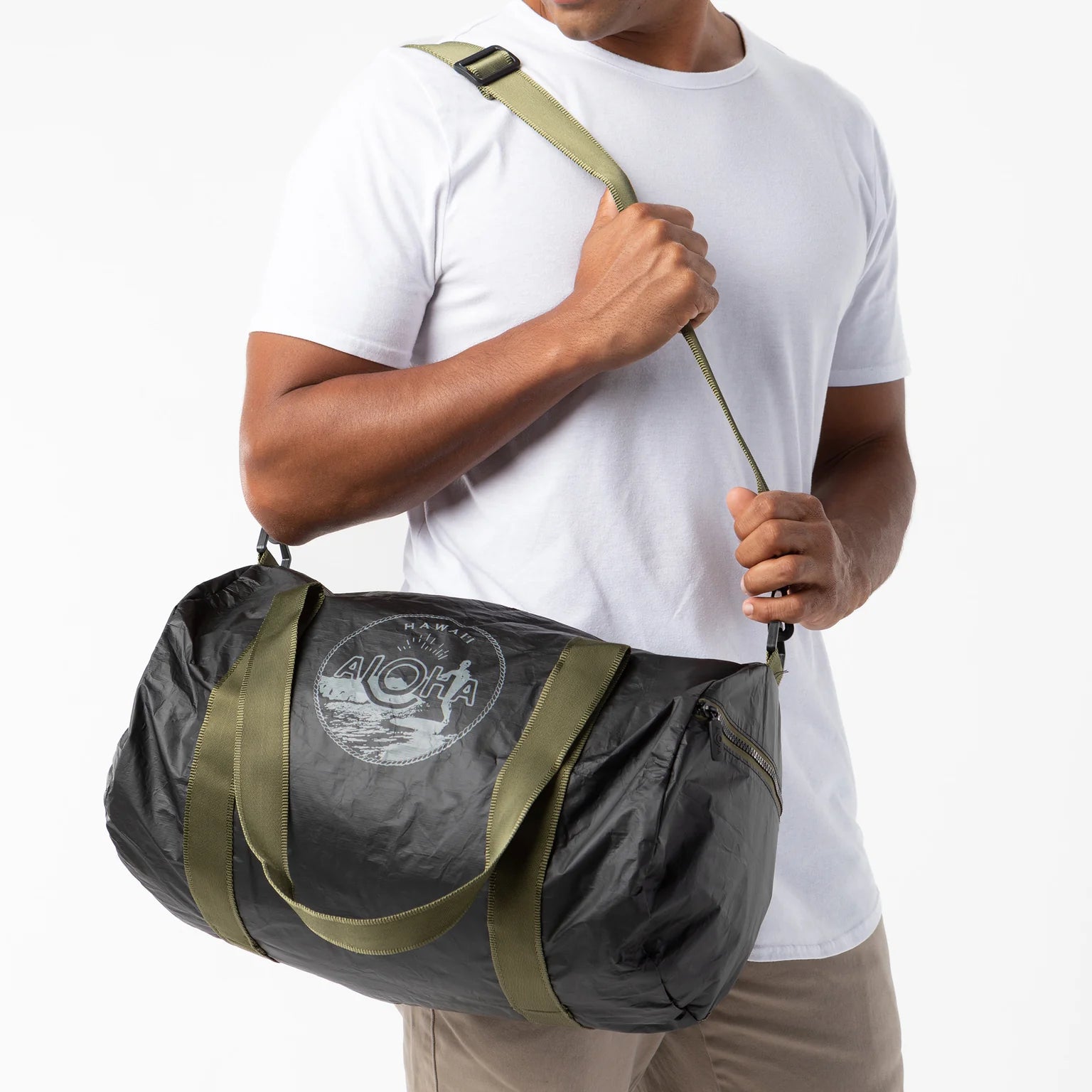 Aloha Do It All Duffle in Charcoal on Black Waikiki Seal Aloha