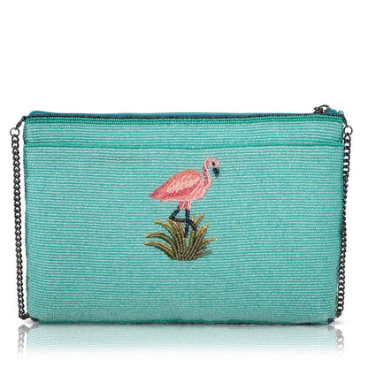 Coastal Notes Tropical Postcard Beaded Crossbody Handbag