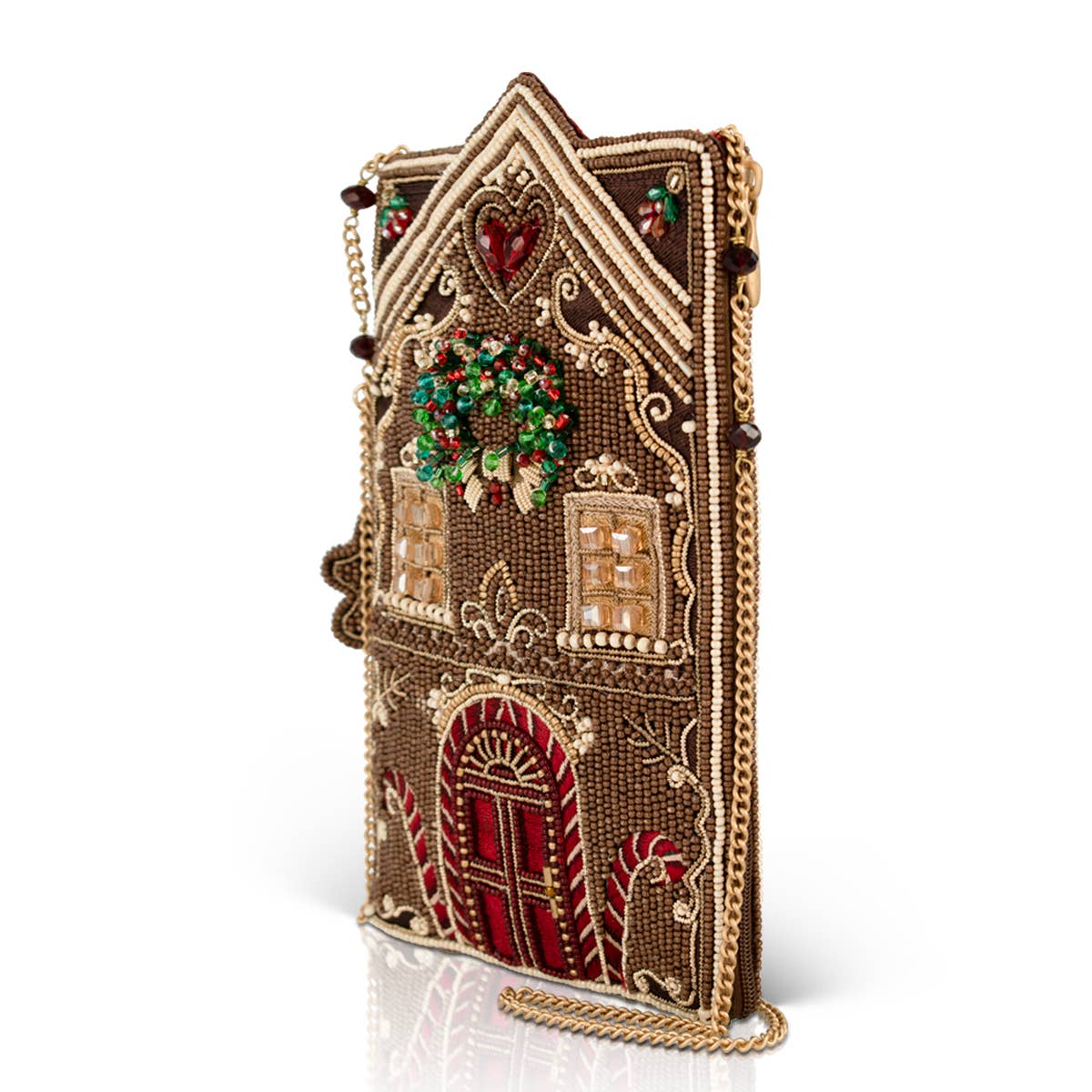 Candy Cottage beaded gingerbread house crossbody bag