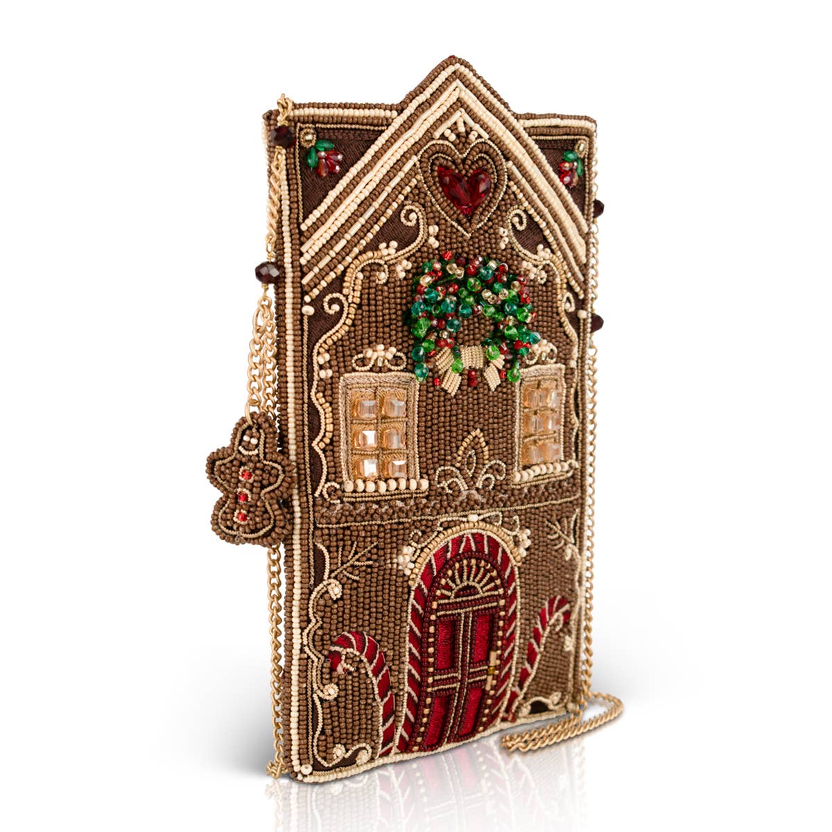 Candy Cottage beaded gingerbread house crossbody bag