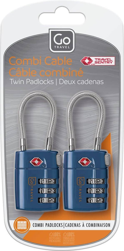 Go Travel 2pc TSA Combi Cable Padlocks