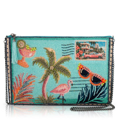 Coastal Notes Tropical Postcard Beaded Crossbody Handbag