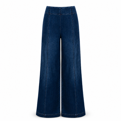 Joseph Ribkoff Featherweave Denim Palazzo High-Rise Pull-On Jeans