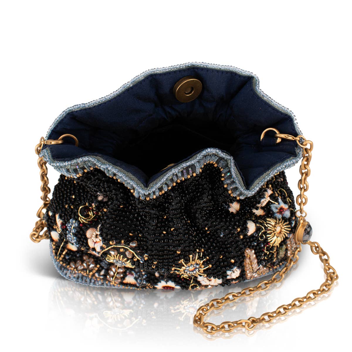 Le Jardin beaded floral crossbody bucket bag