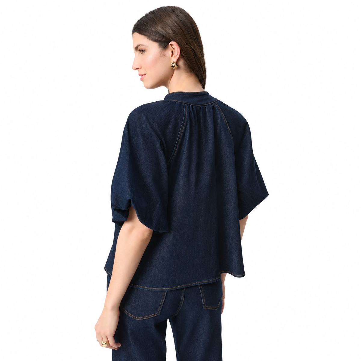 Joseph Ribkoff Featherweave™ Balloon-Sleeve Denim Top