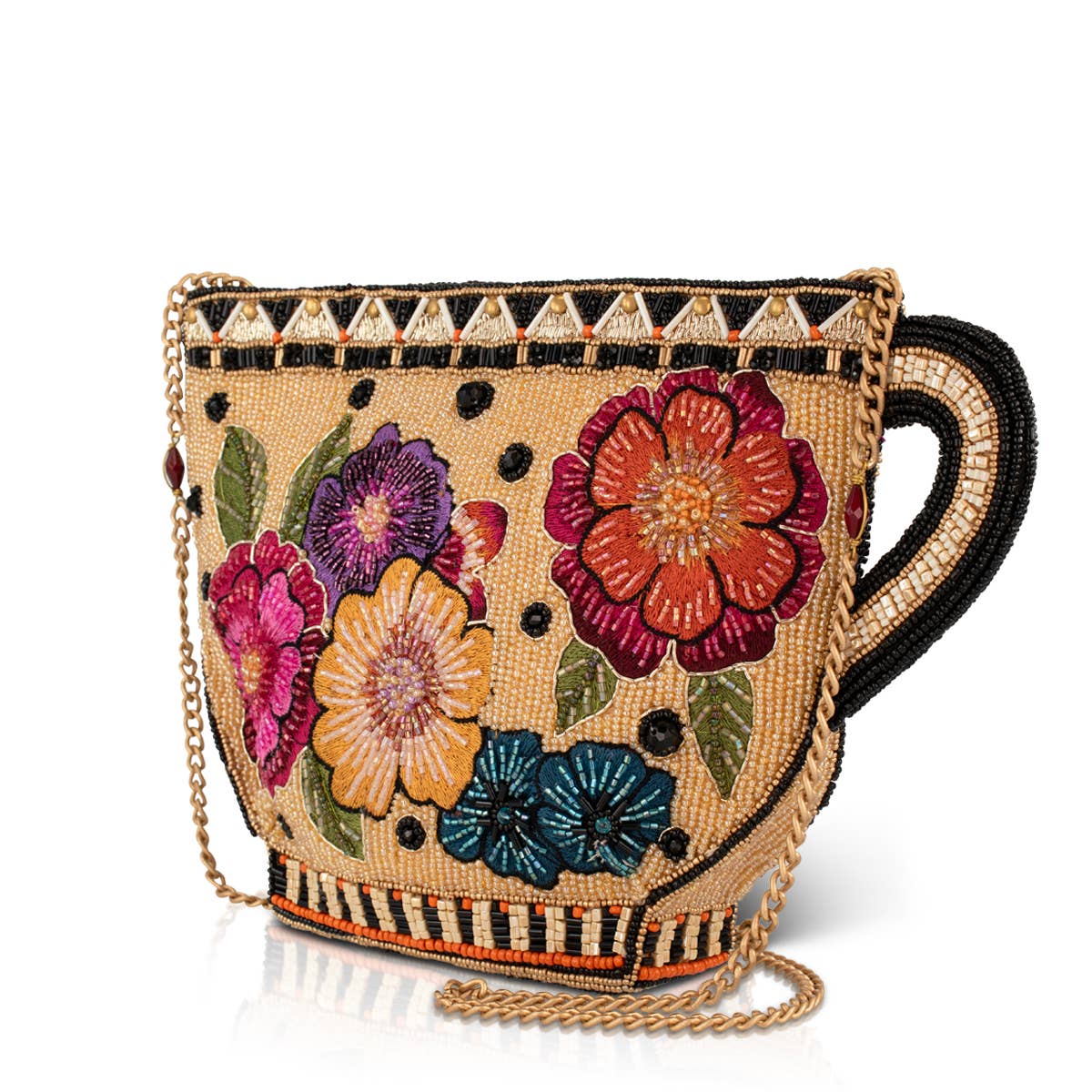 Tea Party beaded and embroidered crossbody bag