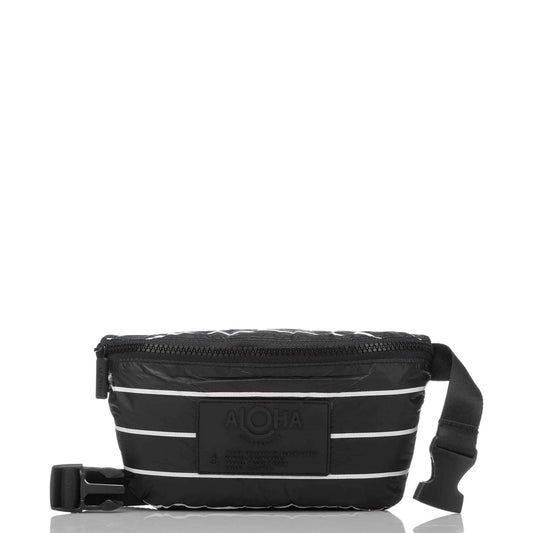 Aloha Mini Hip Pack in White on Black pinstripe Aloha