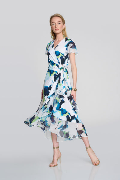 Joseph Ribkoff Floral Print Tulip Hem Dress, Style #242703