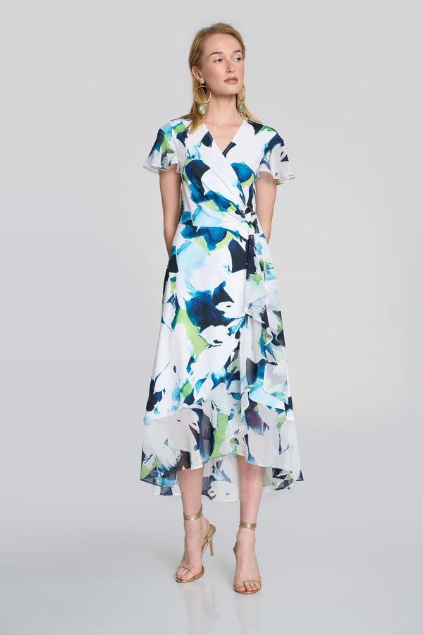 Joseph Ribkoff Floral Print Tulip Hem Dress, Style #242703