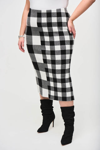 Joseph Ribkoff Plaid Jacquard Knit Skirt, Style #243947