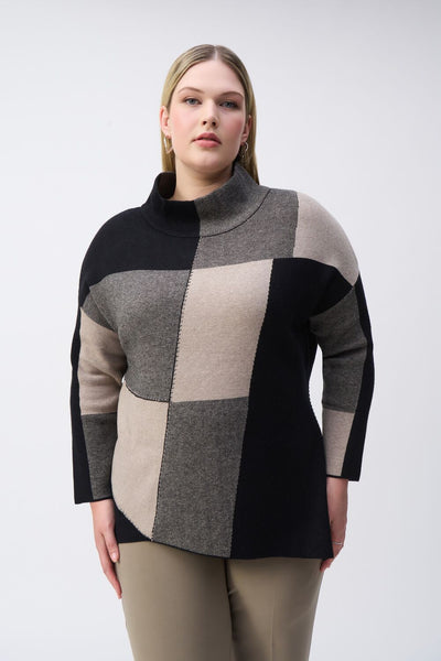 Joseph Ribkoff Color-Block Jacquard Knit Pullover, Style #243944