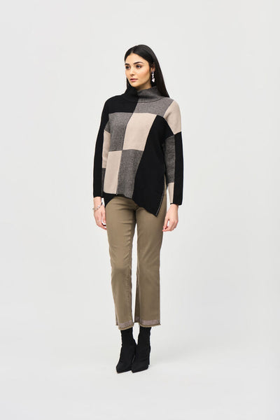 Joseph Ribkoff Color-Block Jacquard Knit Pullover, Style #243944