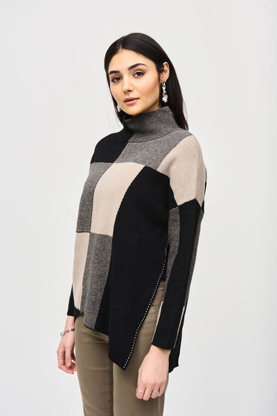 Joseph Ribkoff Color-Block Jacquard Knit Pullover, Style #243944