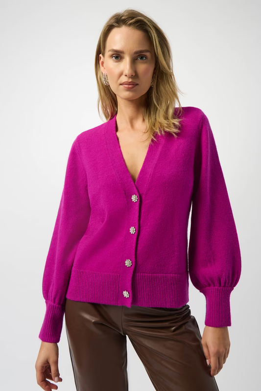 Joseph Ribkoff V-Neck Puff Sleeve Cardigan, Style #253906