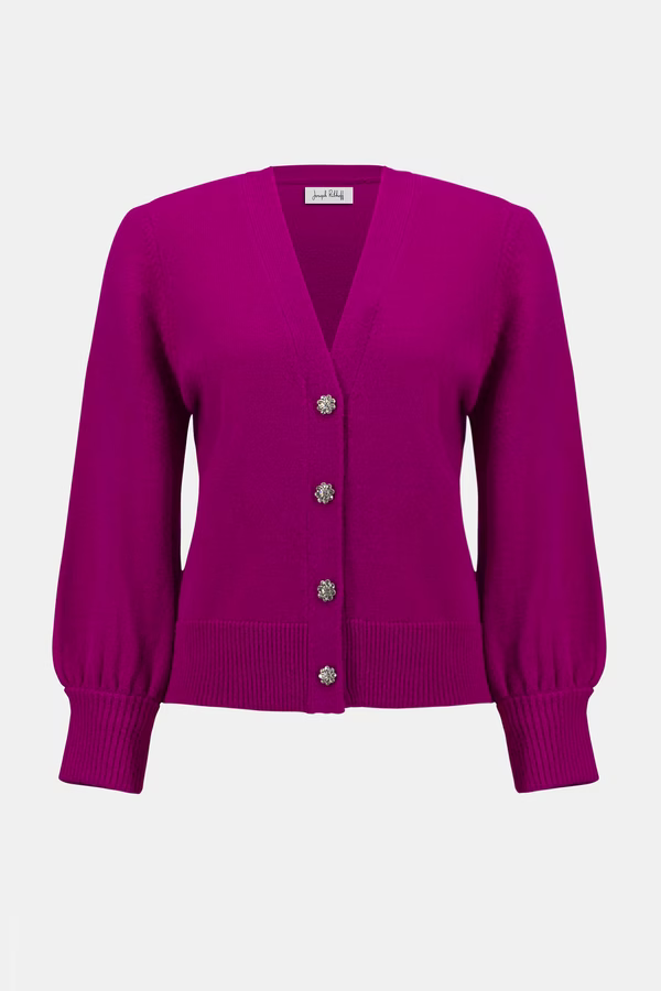 Joseph Ribkoff V-Neck Puff Sleeve Cardigan, Style #253906