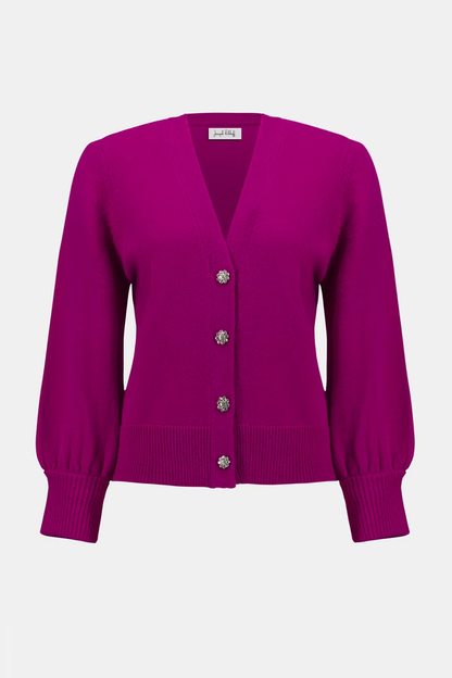 Joseph Ribkoff V-Neck Puff Sleeve Cardigan, Style #253906
