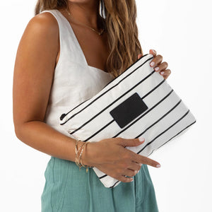 Aloha Mid Pouch in Pinstripe Black on White, Style #MID23301