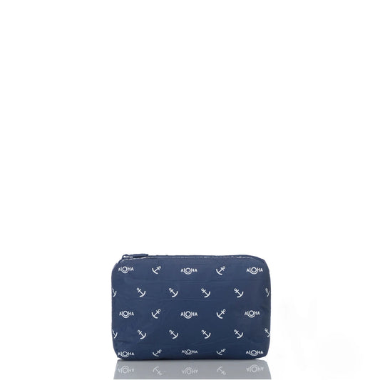 Aloha Mini Shipwrecks Anchor White on Navy Pouch Aloha