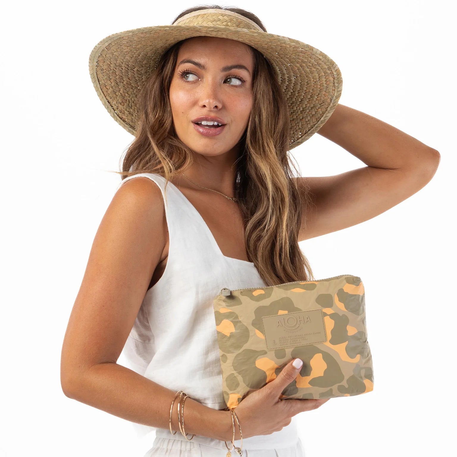 Aloha Small Pouch in Jaguar on Dune, Style #SMACT009 Aloha