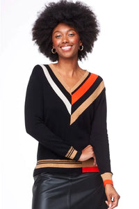 Zaket & Plover Stripe Detail V Sweater