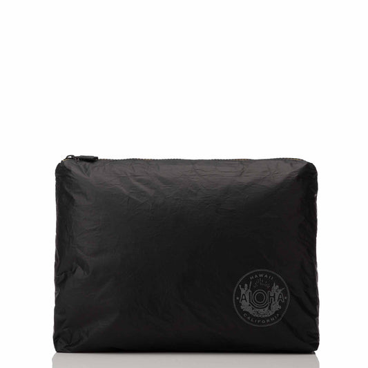 Aloha Mid ALOHA Seal Pouch in Charcoal on Black Aloha