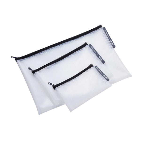 Troika Set of Three Transparent Zipper Bags Troika